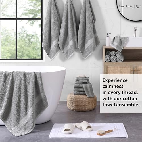 18-Piece Cotton Bath Towel Set - Soft, Absorbent Terry Towels in Grey