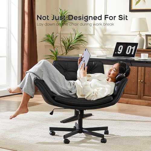 Wide Criss Cross Office Chair with Adjustable Armrests and Memory Foam