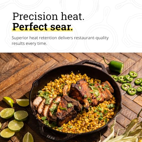 12-Inch Pre-Seasoned Cast Iron Dual Handle Pan - PFAS-Free Skillet