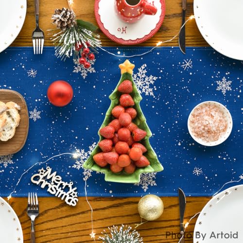 Artoid Mode Snowman Winter Table Runner 13x72 Inch Blue Home Decor