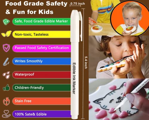 Fanika 2PCS White Edible Markers for Cookie Decorating Food Grade Gourmet Pens