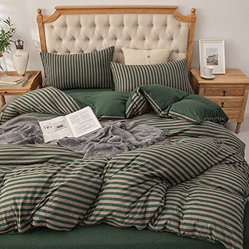 100% Cotton Jersey Queen Duvet Cover Set - 3-Piece Reversible Bedding
