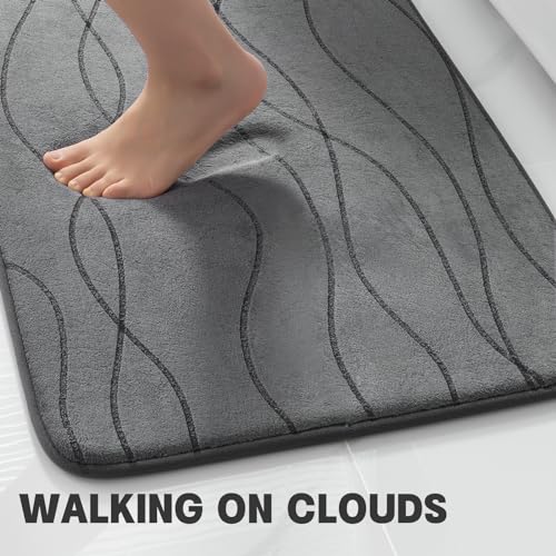 5-Piece Bathroom Rugs Set, Ultra Soft Memory Foam Bath Mats Dark Grey