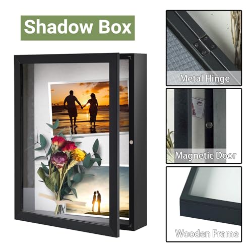 11x14 Shadow Box Picture Frame with Magnetic Door and Linen Interior