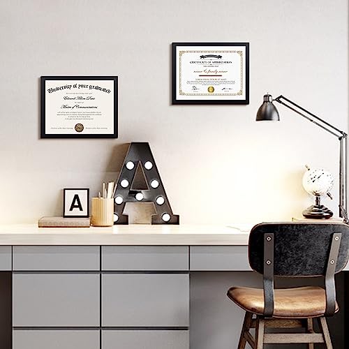 8.5x11 Glass Certificate Frame Set - 5 Pack Black Diploma & Document Display