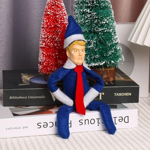 Elf on Tree Stump Christmas Ornament, Funny Holiday Tree Decoration