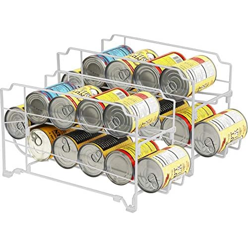 Simple Houseware Stackable Beverage Soda Can Dispenser Organizer Rack, White - 2 Pack