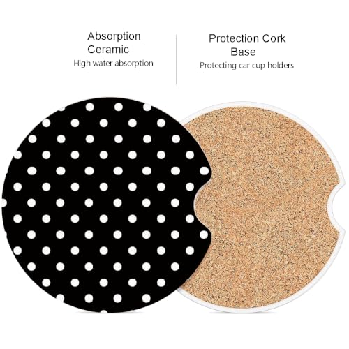 Ugmonk Charcoal Black Ceramic Car Coasters 2 Pack - Absorbent & Stylish Fit for Cup Holders