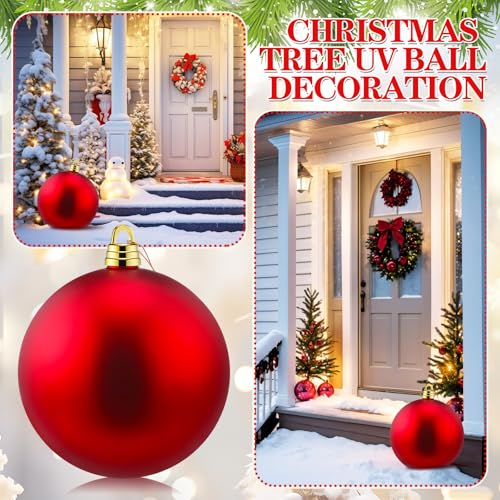 Threan 10 Inch Red Matte Christmas Ball Ornament - Matte Red Large 10"