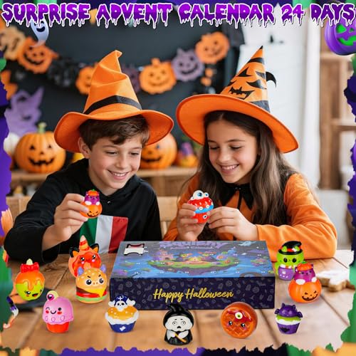 Halloween Squishy Advent Calendar with 24 Pcs Slow Rising Squeeze Toys