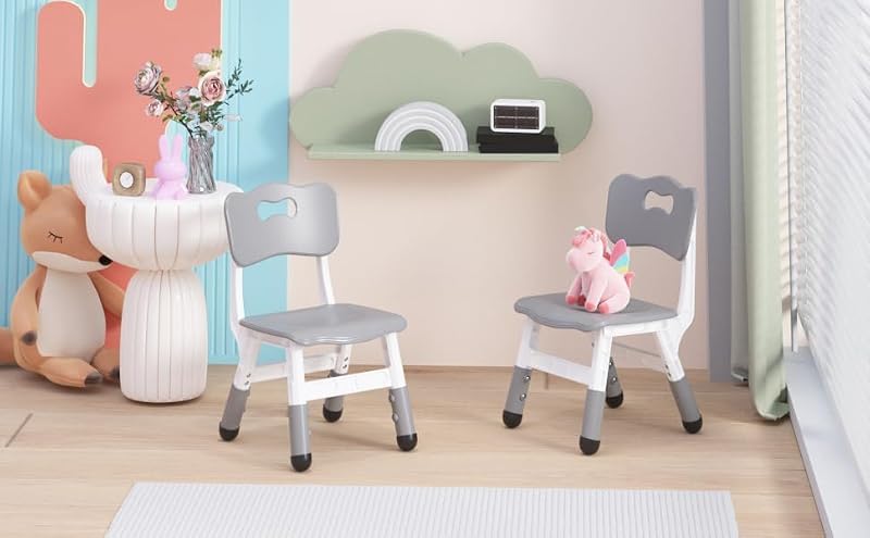 2-Pack Adjustable Kids Chairs, Ergonomic Plastic Seating for Playrooms