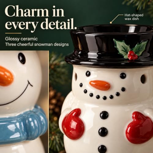3-Piece Snowman Wax Warmer Set with Replaceable 15W Bulbs