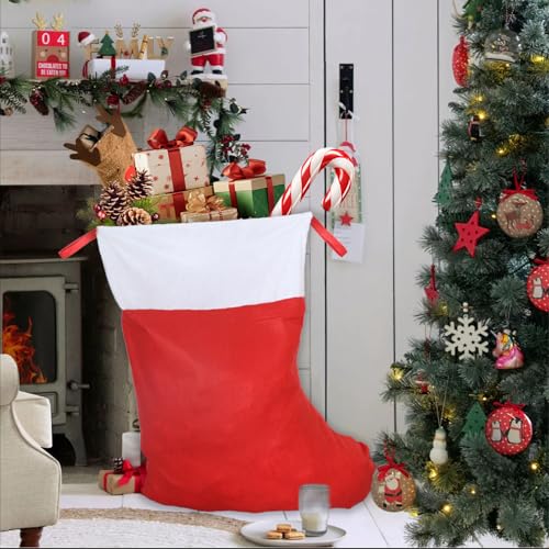 Giant Felt Christmas Stocking - 43 Inch Oversized Holiday Decor for Fireplace & Gifts