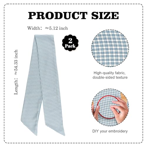 Indigo Blue White Plaid Wreath Sash 2 Pack for Front Door Decor