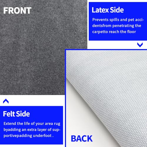 Waterproof Non-Slip Rug Pad 8x10 - Durable Felt Floor Protection for Rugs