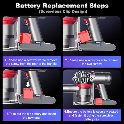 10000mAh 21.6V Replacement Battery for V8 Vacuum with Quick-Swap Clip