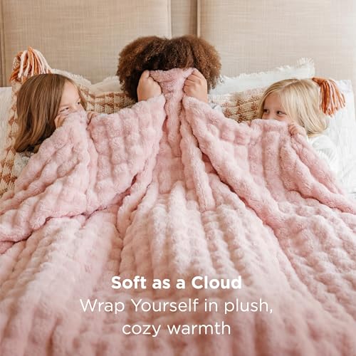 3D Bubble Fleece Throw Blanket - Soft Lightweight Queen Bed Blanket