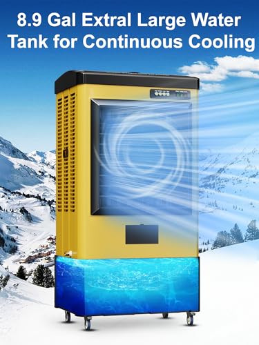 Portable Evaporative Air Cooler 2700 CFM Swamp Cooler with 8.9 Gal Tank