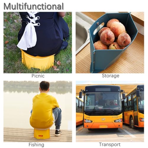 Portable Folding Stool & Storage Basket – Lightweight Camping Travel Chair