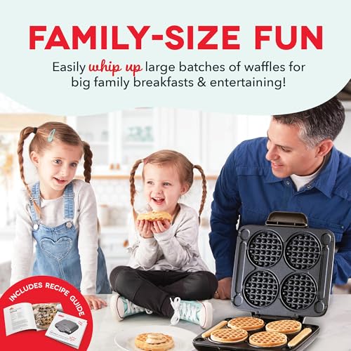 DASH Multi Mini Waffle Maker - Four 4¡± Waffle Molds, Nonstick Waffle Iron with Quick Heat-Up, Nonstick Surface - Perfect Mini Waffle Maker for Kids and Families, Just Add Batter
