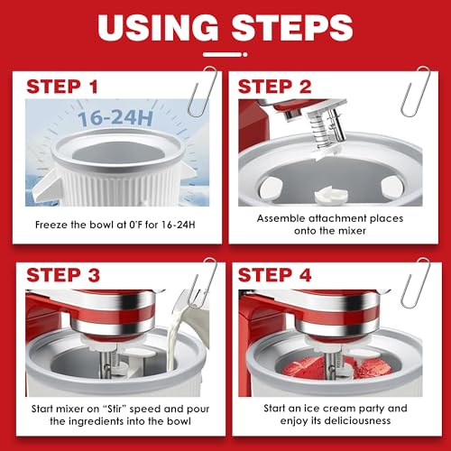 Ice Cream Maker Attachment for Stand Mixers, 4.5/5/6 Quart Bowl