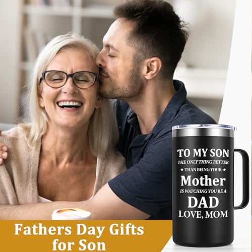 Lifecapido 20oz Insulated Coffee Mug with Keychain - Father's Day Gift for Son, Black