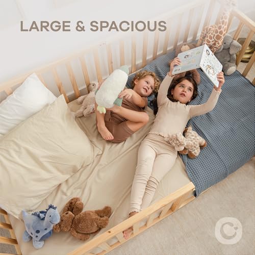 Twin Size Montessori House Bed Frame with Safety Gate and Wood Rails