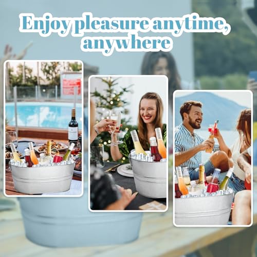 2-Pack 4-Gallon Galvanized Metal Ice Buckets & Beverage Tubs with Handles