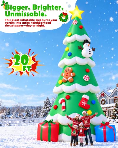 FOUGURTF 20FT Giant Christmas Tree Inflatable Lighted Outdoor Yard Decoration