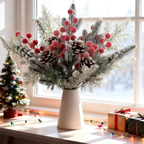 Norme 60-Piece Christmas Greenery Picks Snow Cones for DIY Holiday Decor