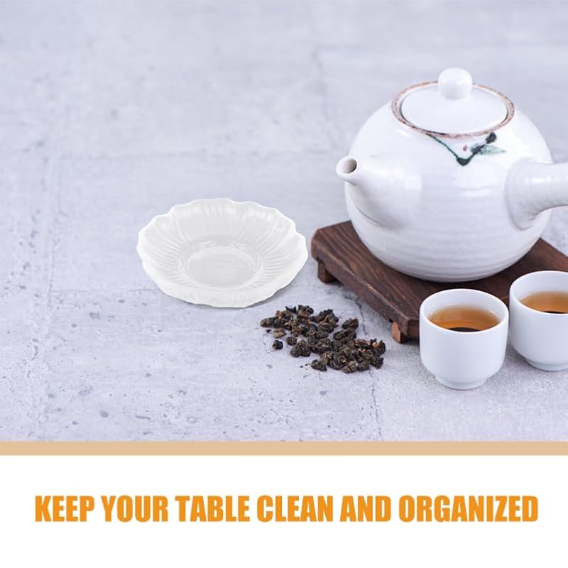 4 Pack Transparent Glass Tea & Coffee Saucers, 3.54 Inch Round