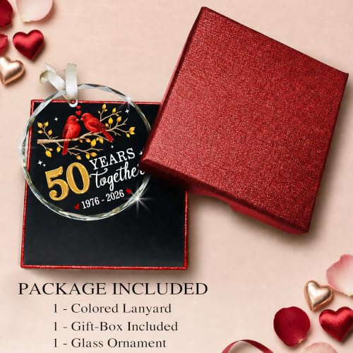 Bozspacer 50th Anniversary Ornament 2026 Golden 50 Years Together 3.1in Cardinals Glass Keepsake