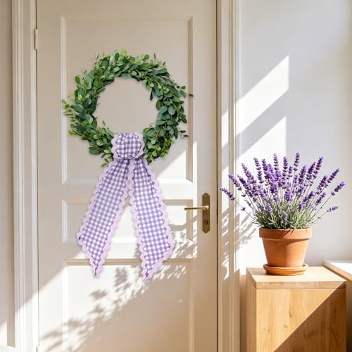 Purple Plaid Wreath Sashes - Set of 2 Indoor/Outdoor Decor