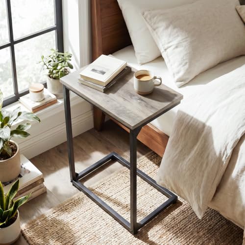 C-Shaped End Table Set of 2, Slim Sofa Side Table for Small Spaces