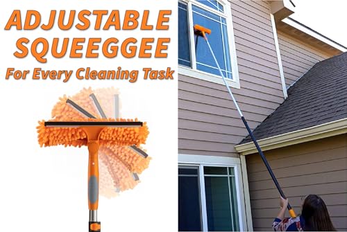 High Ceiling Duster Kit with 24 ft Telescopic Extension Pole & Squeegee