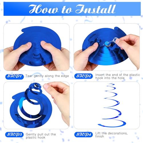 36 Pcs Blue Hanging Swirl Party Decorations - Blue Theme 55cm & 70cm, 2 Styles