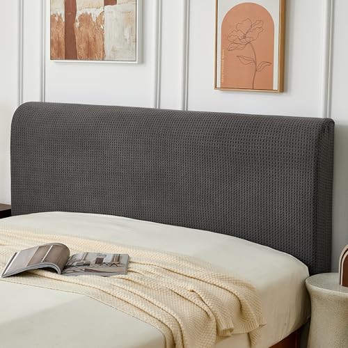 King Headboard Cover - Stretch Jacquard Slipcover, Grey