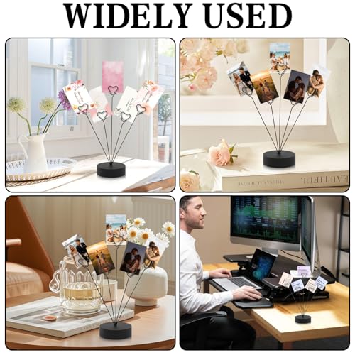 Heart-Shaped Photo Display Tree Stand with 5 Clips for Desk Decor