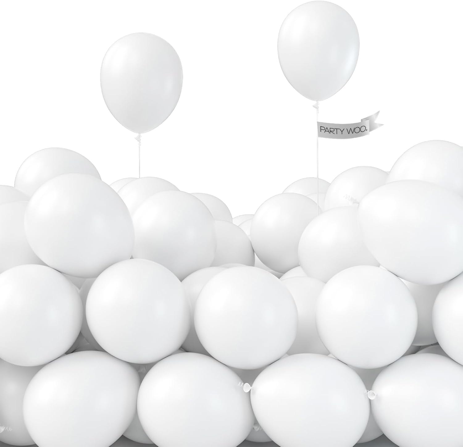 PartyWoo 5-Inch Matte White Balloons - 50 Pcs for Elegant Party & Wedding Decorations | Neutral Baby Shower Decor