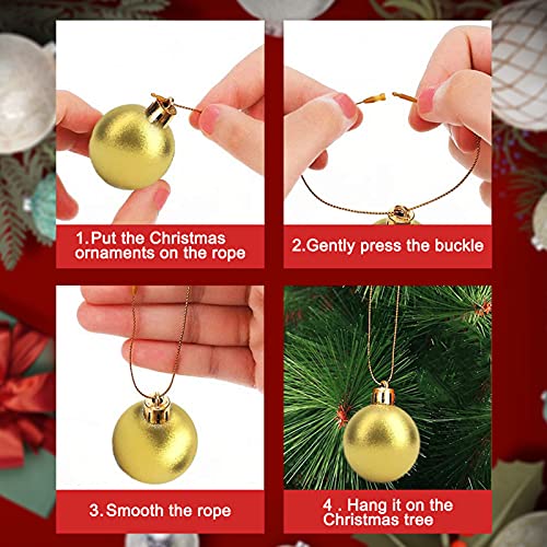 200Pcs Gold Christmas Ornament Hanger Strings with Snap Locking Fasteners