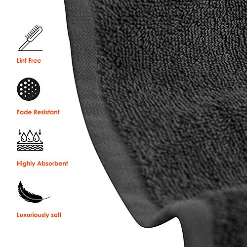 100% Cotton Bath Towels 24x48 - Ultra Soft & Absorbent Grey Set of 6