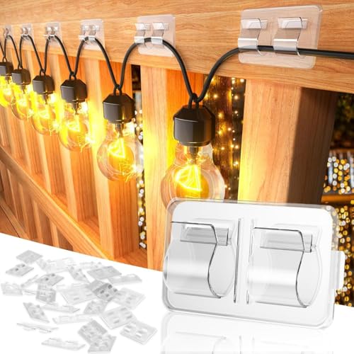 Keviyi Outdoor String Light Hooks 26PCS Clear Adhesive Clips