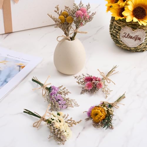 Mini Dried Flowers Bouquet Set - Natural Wildflowers for Vases & DIY Crafts