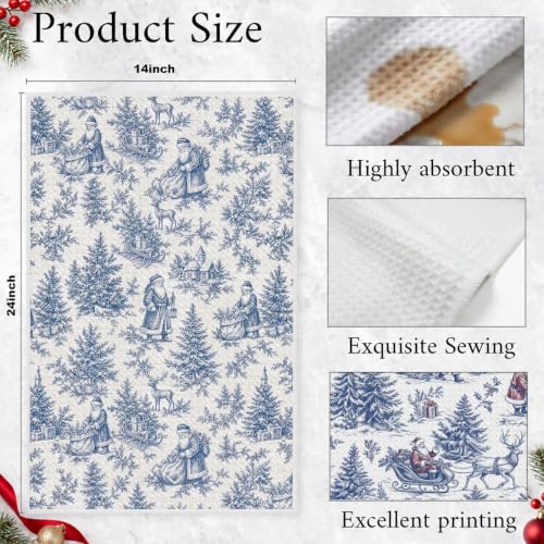 XFN 2 Pcs Christmas Santa Kitchen Towels - Chinoiserie Holiday Decor, Multi 0880