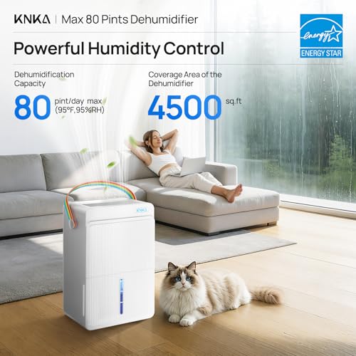 Energy Star 80 Pint Dehumidifier for Basement and Large Rooms