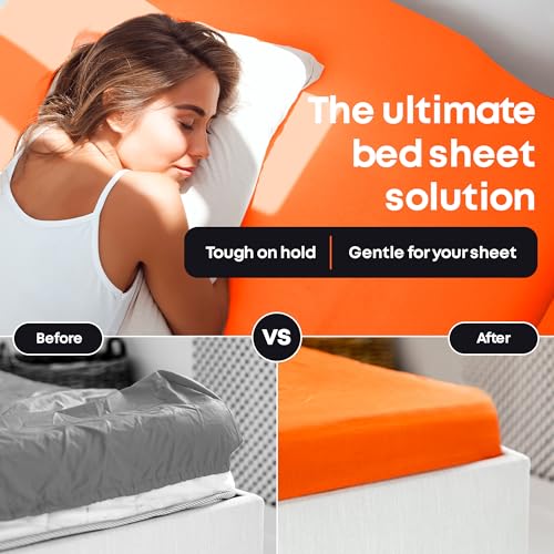 White Bed Sheet Straps Set - 4 Adjustable Elastic Fitted Sheet Holders