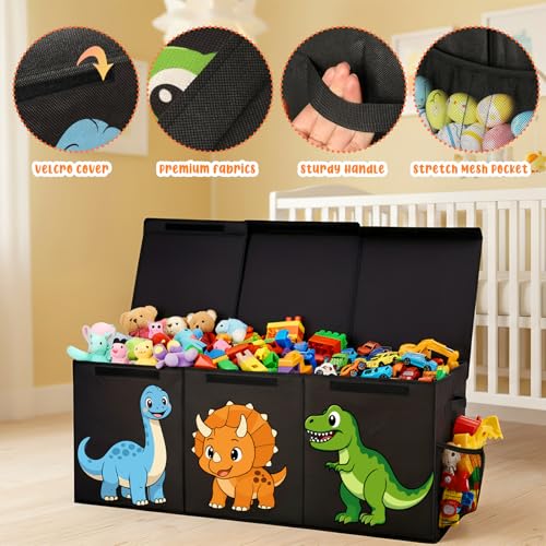 Extra Large Collapsible Toy Chest with Dividers – 40" Dinosaur Toy Organizer