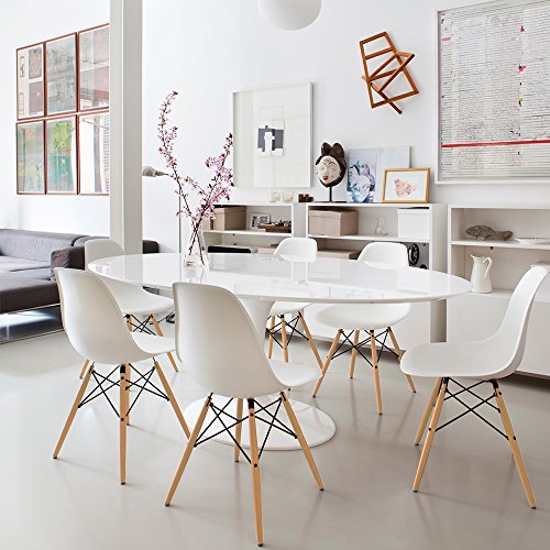 Modern Mid-Century Dining Chairs, Ergonomic Plastic Side Chairs - Set of 4