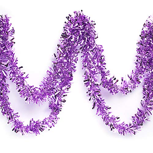 Anderson's Metallic Lavender Tinsel Twist Garland 25ft - Iridescent Party Decor