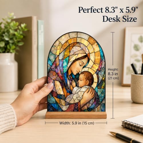 Blessed Mother Mary Statue Acrylic Tabletop Decor for Home Altar